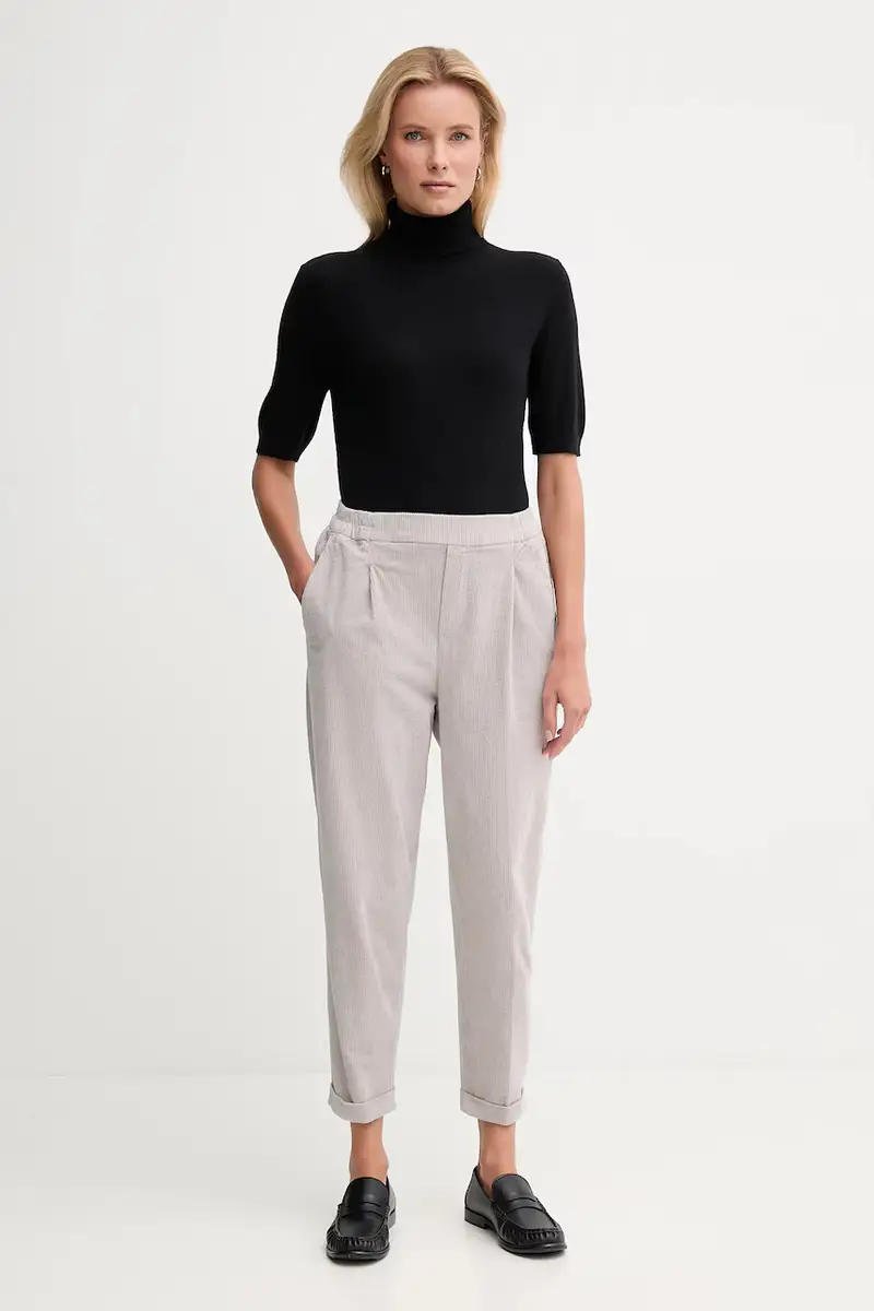 pantaloni in velluto a coste donna colore grigio 4HA2556K4 miniatura 2