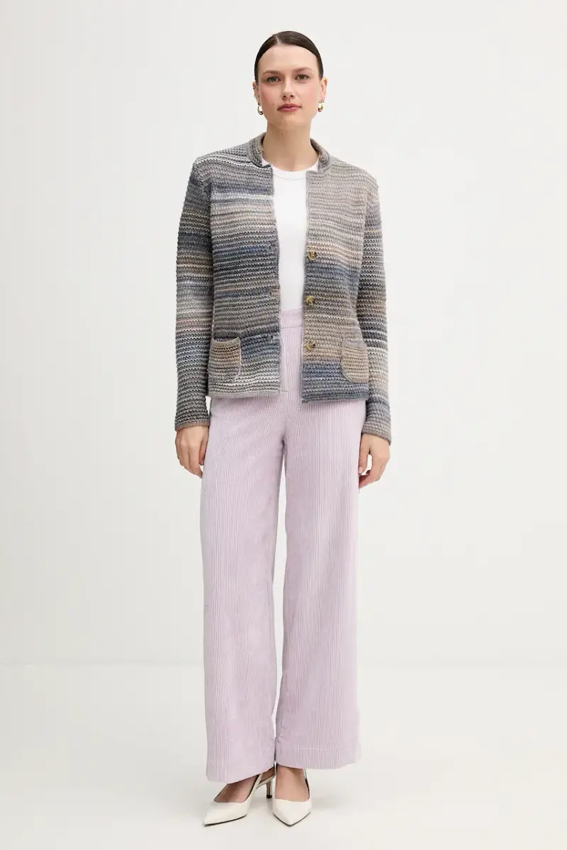 pantaloni in velluto a coste donna colore violetto 4Q5GDF0AI miniatura 2