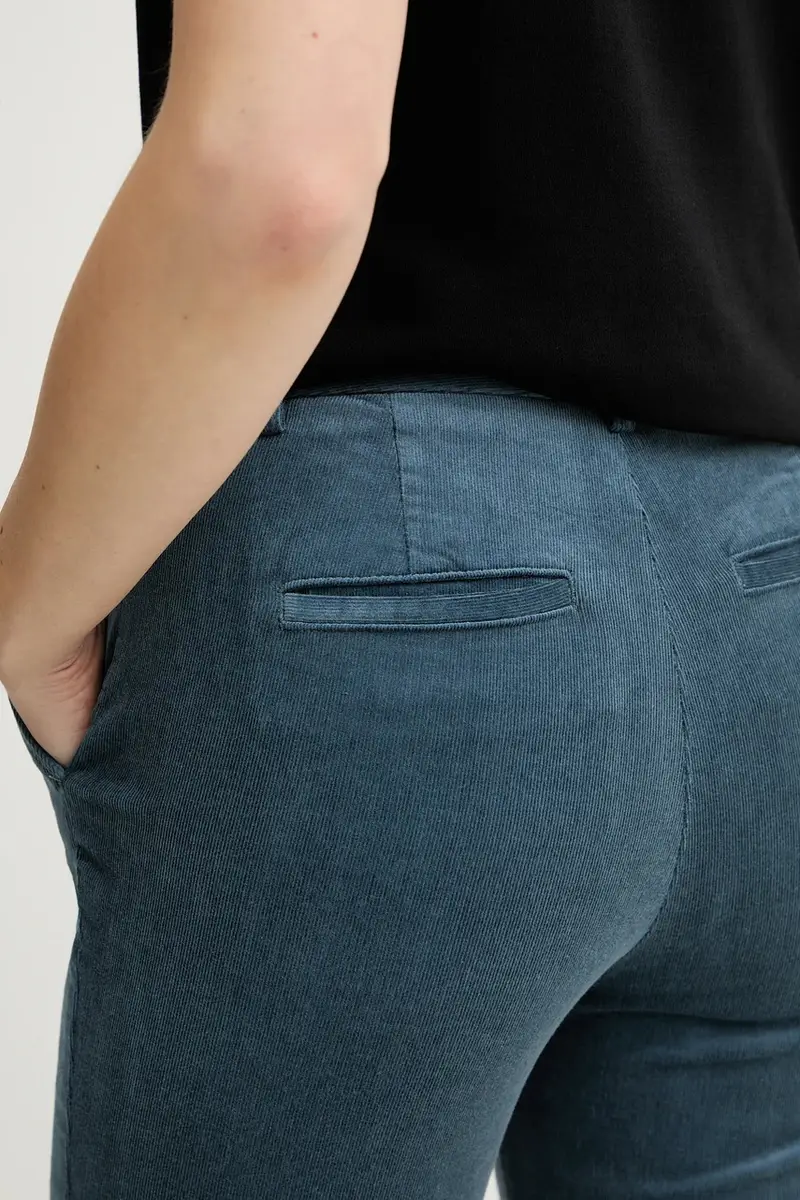 pantaloni in velluto a coste Turchese miniatura 4