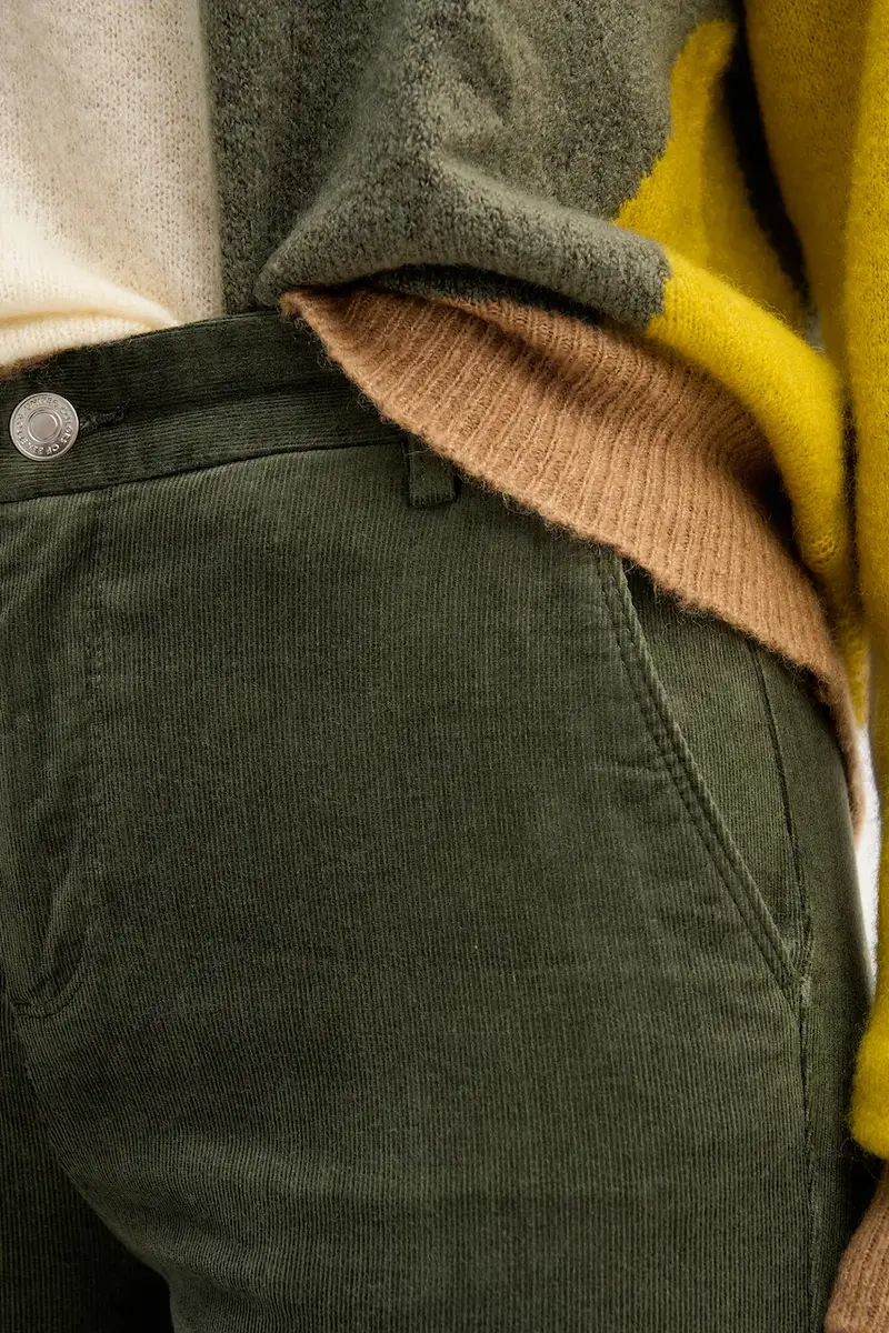 pantaloni in velluto a coste Verde miniatura 4