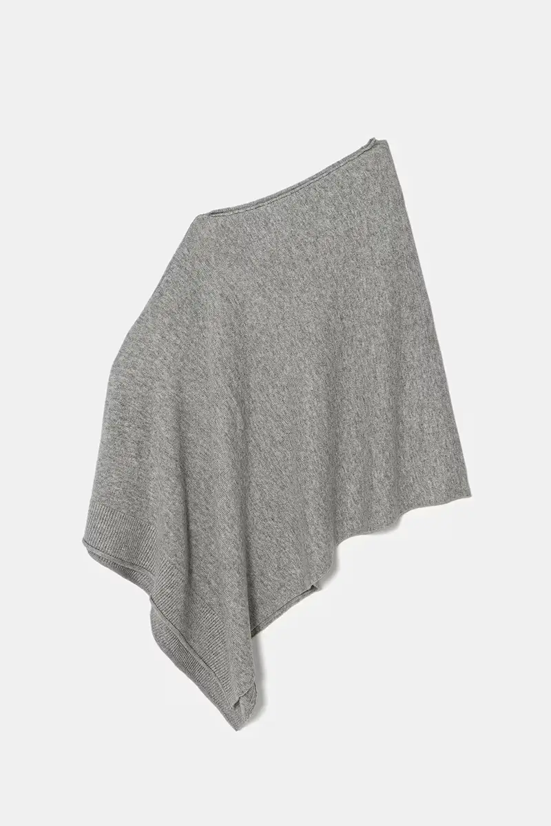 poncho con aggiunta di lana colore beige 1235DU01A Grigio