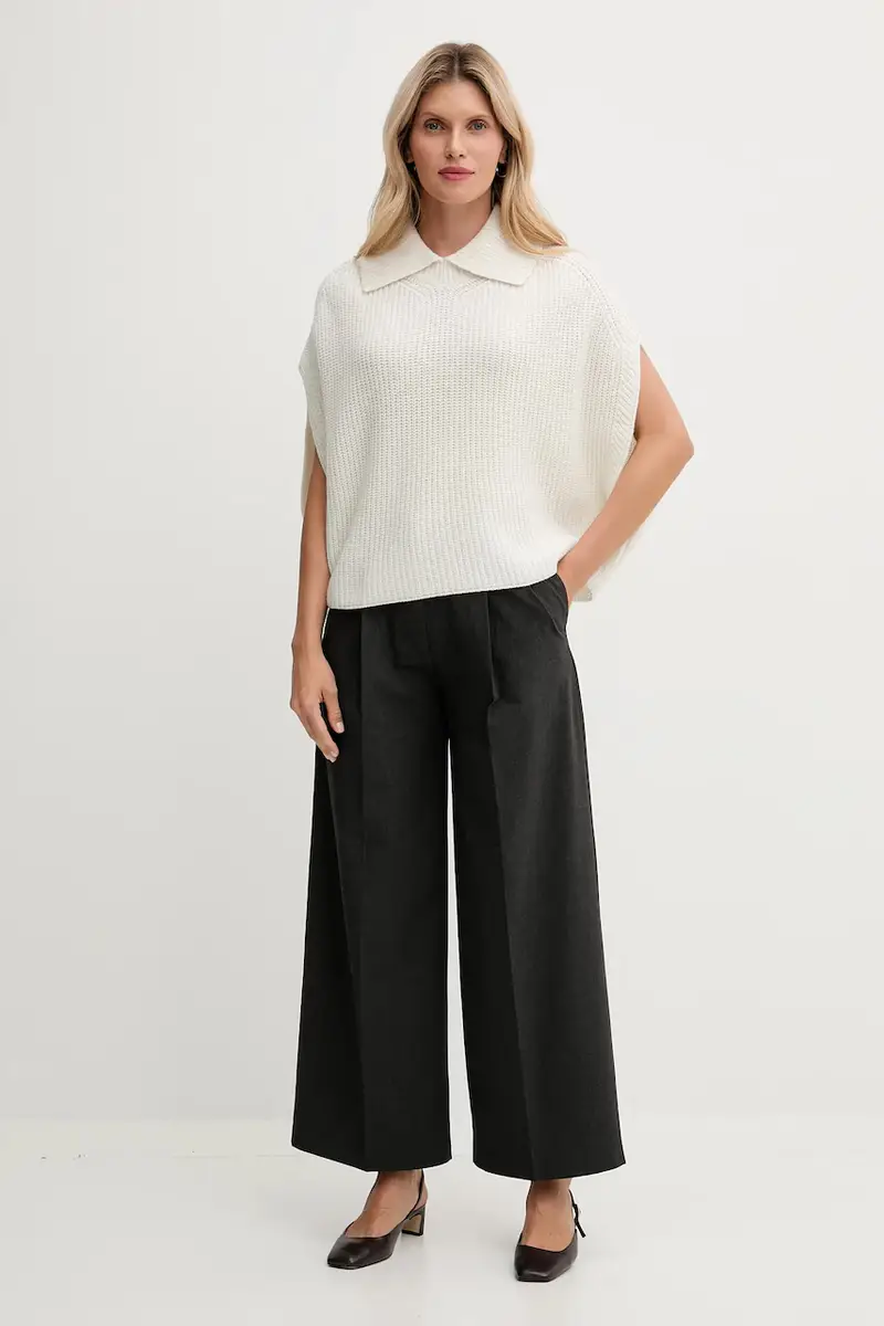 poncho con lana colore beige 1344DU01K miniatura 2