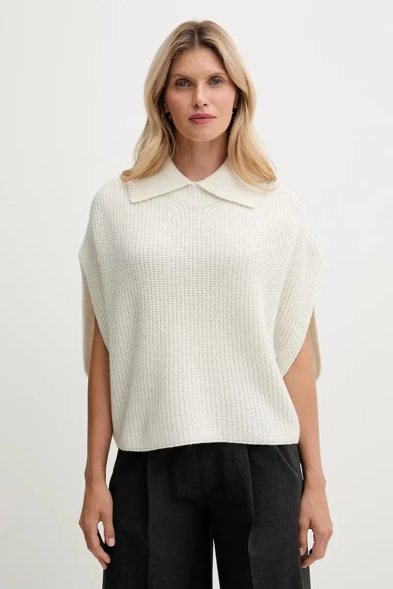 poncho con lana colore beige 1344DU01K