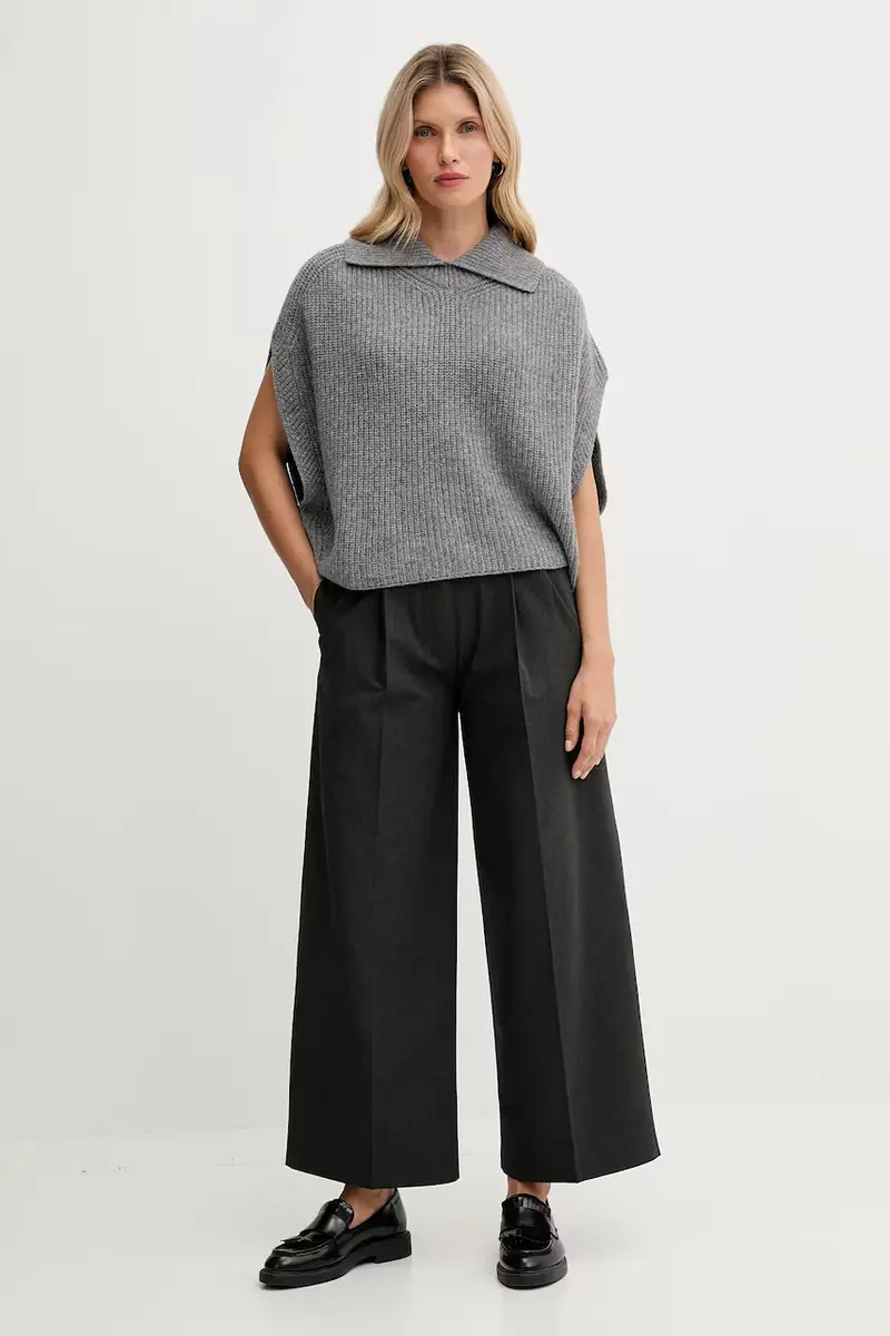 poncho con lana colore grigio 1344DU01K miniatura 2