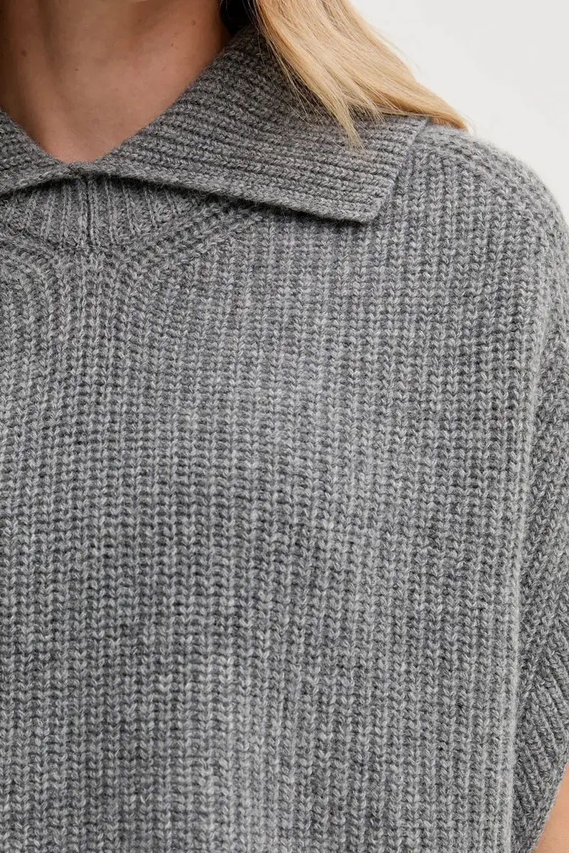 poncho con lana colore grigio 1344DU01K miniatura 5