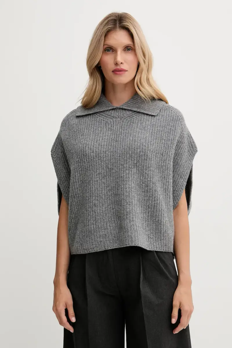 poncho con lana colore grigio 1344DU01K