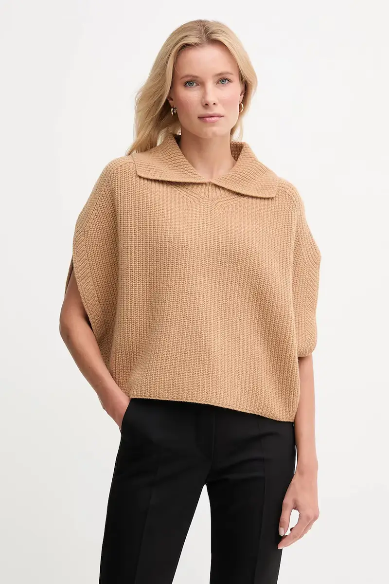 poncho con lana colore verde 1344DU01K