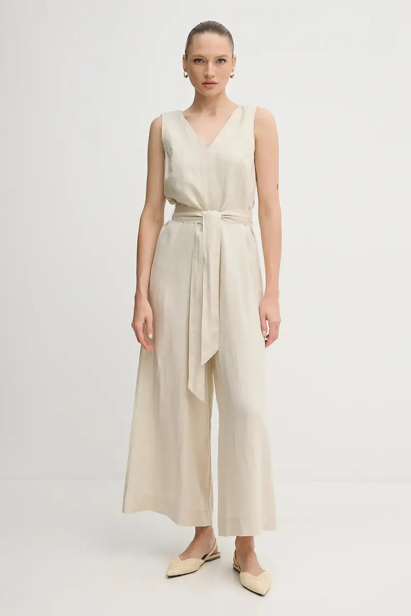 tuta di lino colore beige 4AGHDT00E