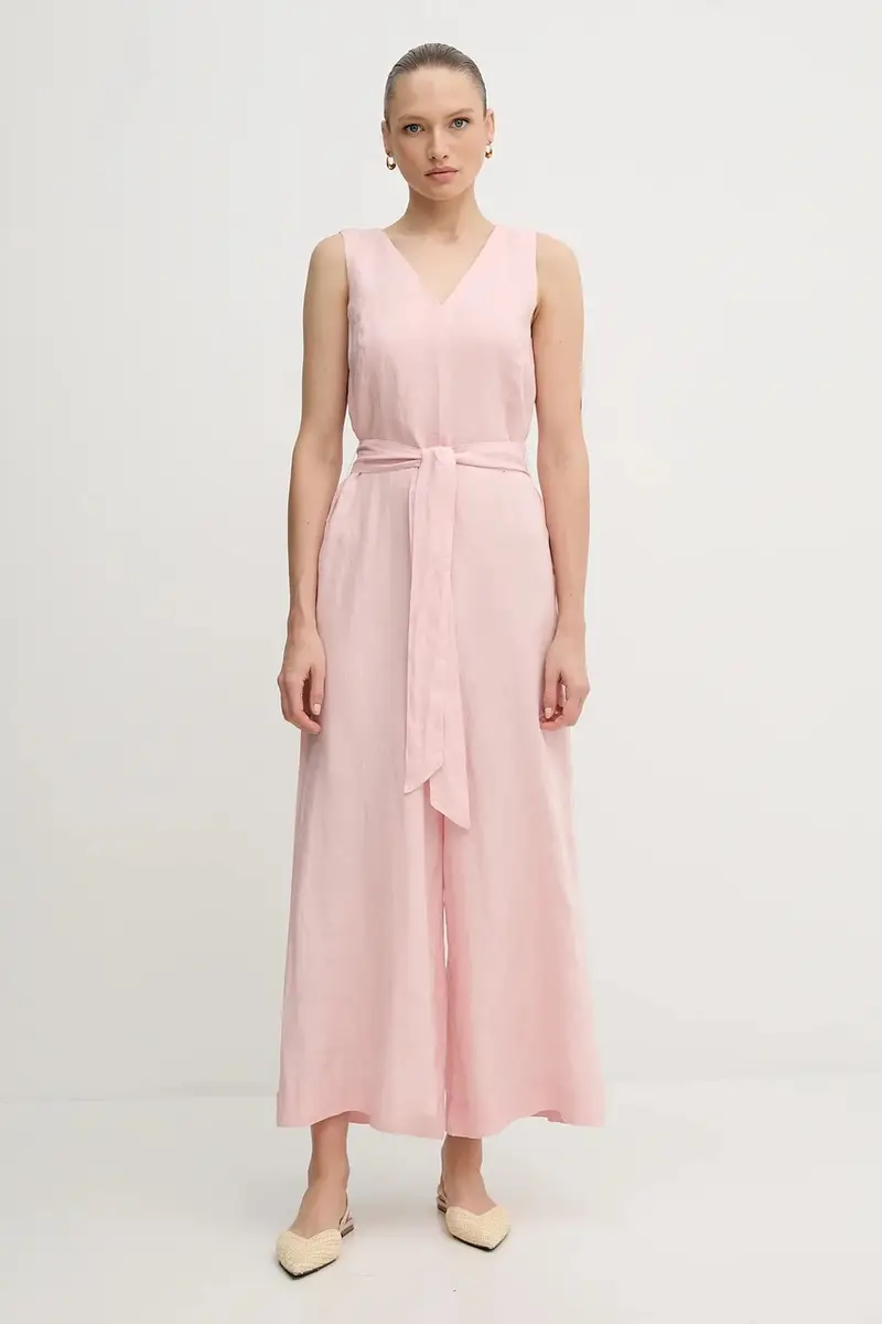 tuta di lino colore rosa 4AGHDT00E miniatura 2