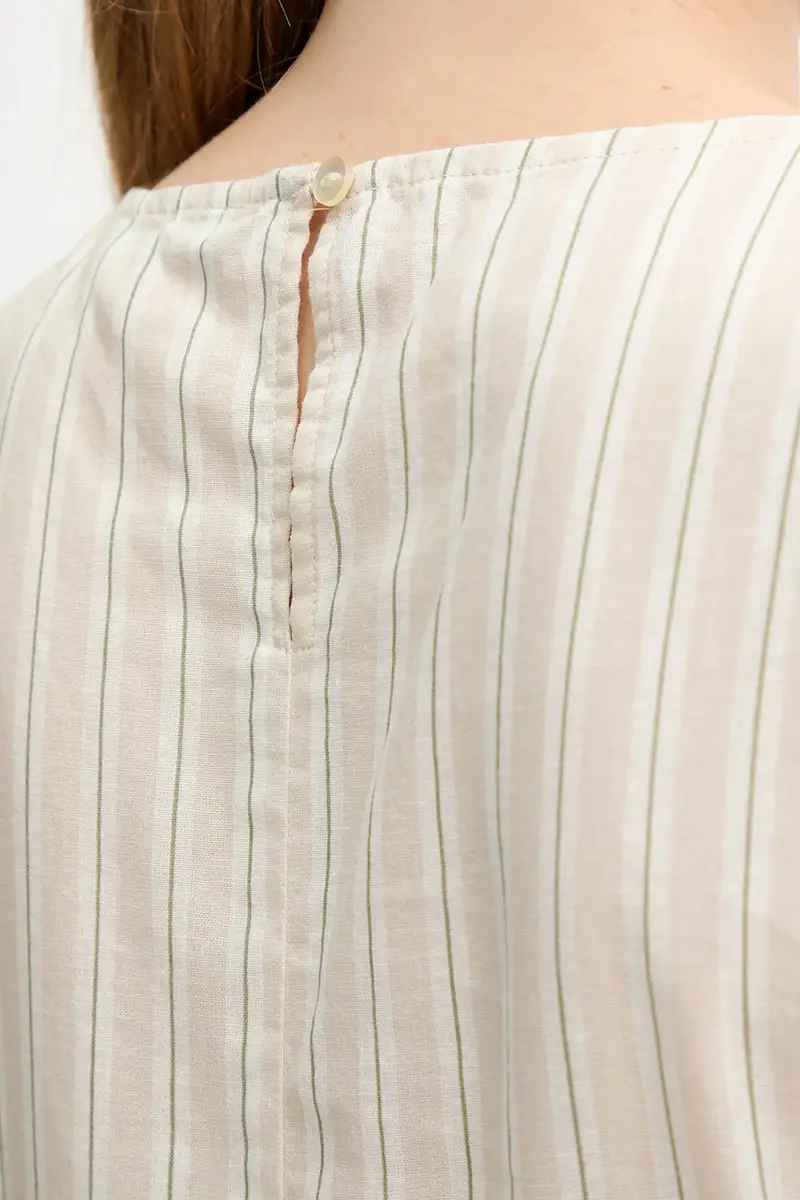 vestito con aggiunta di lino colore beige 48I5DV0BK miniatura 5