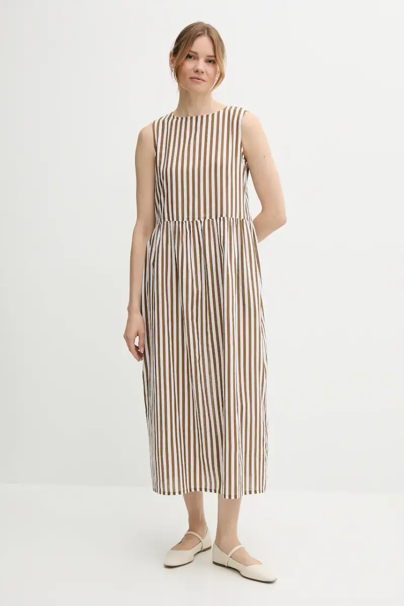 vestito con aggiunta di lino colore marrone 48I5DV0BK miniatura 2