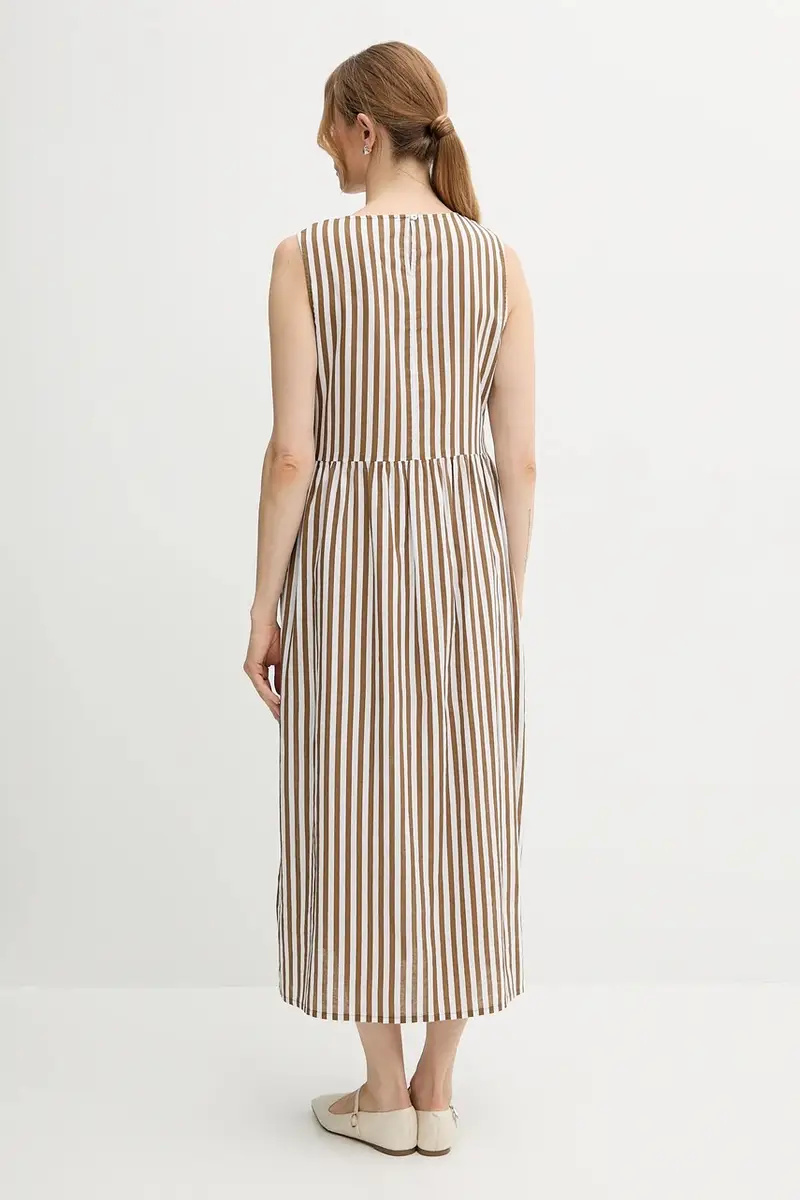 vestito con aggiunta di lino colore marrone 48I5DV0BK miniatura 3