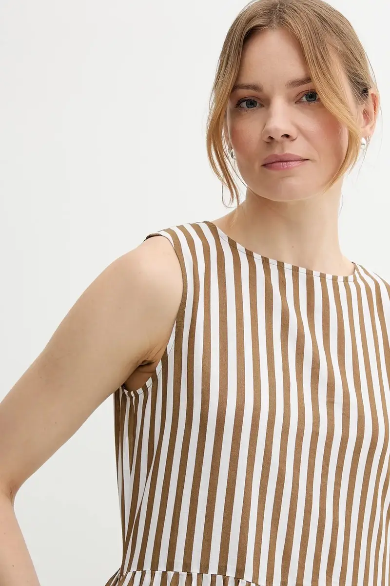 vestito con aggiunta di lino colore marrone 48I5DV0BK miniatura 4