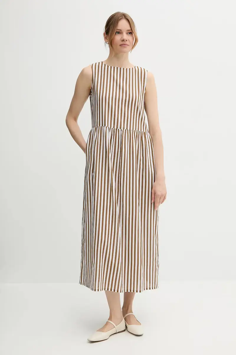 vestito con aggiunta di lino colore marrone 48I5DV0BK