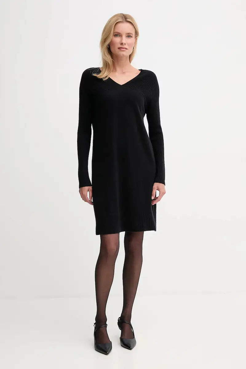 vestito con lana colore nero 1044DV02C miniatura 2