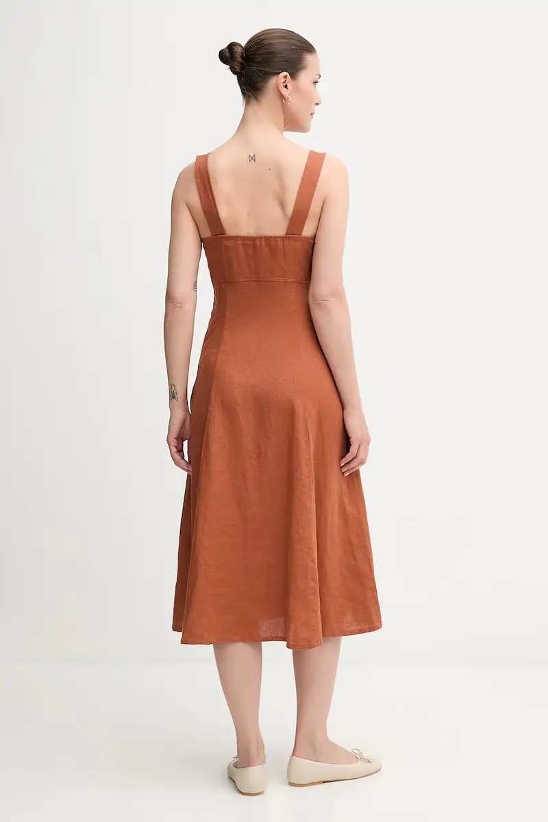 vestito di lino colore arancione 4AGHDV0AG miniatura 3