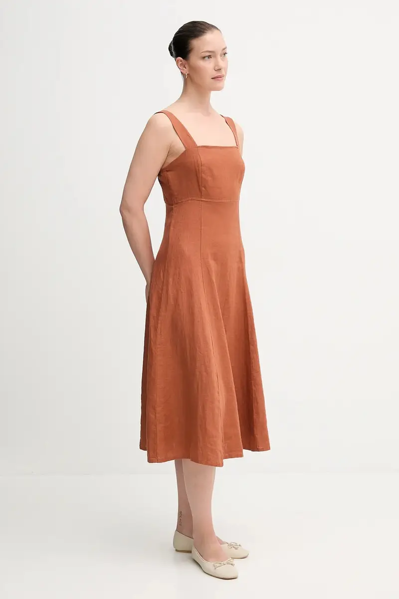 vestito di lino colore arancione 4AGHDV0AG miniatura 4