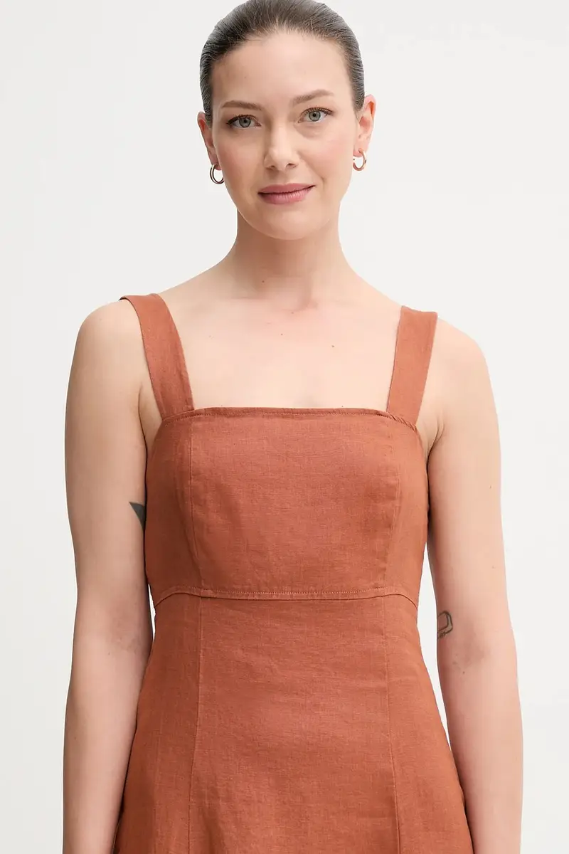 vestito di lino colore arancione 4AGHDV0AG miniatura 5