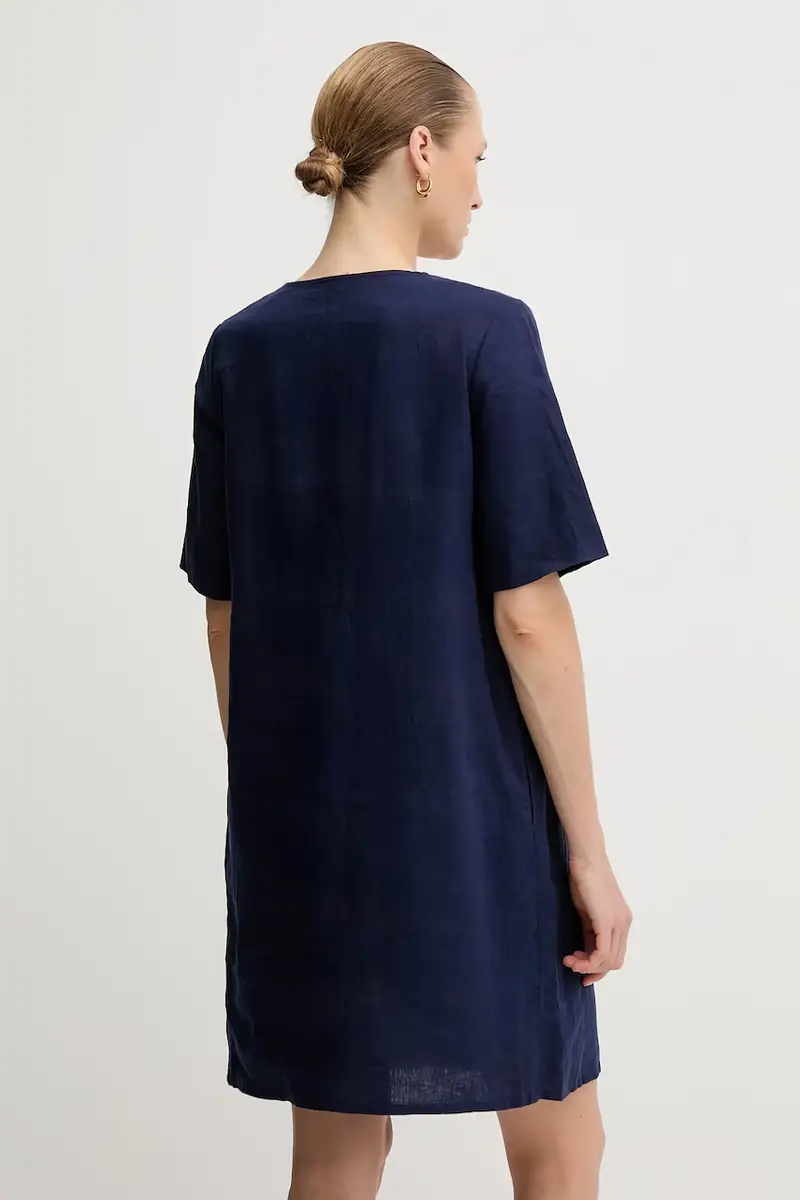 vestito di lino colore blu navy 4AGHDV0B0 miniatura 3