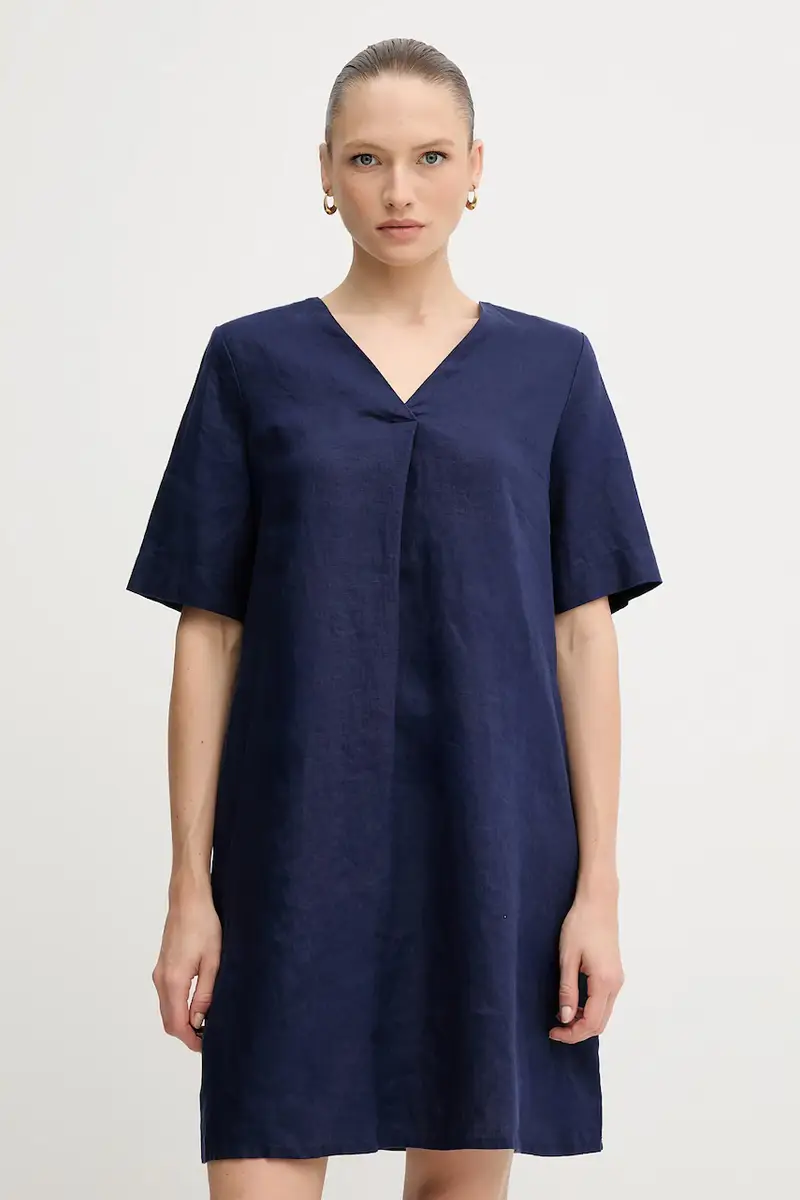 vestito di lino colore blu navy 4AGHDV0B0