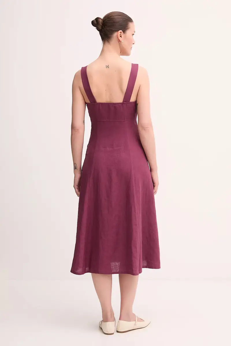 vestito di lino colore granata 4AGHDV0AG miniatura 3