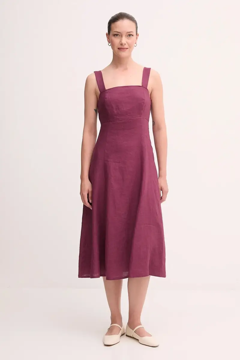 vestito di lino colore granata 4AGHDV0AG miniatura 4