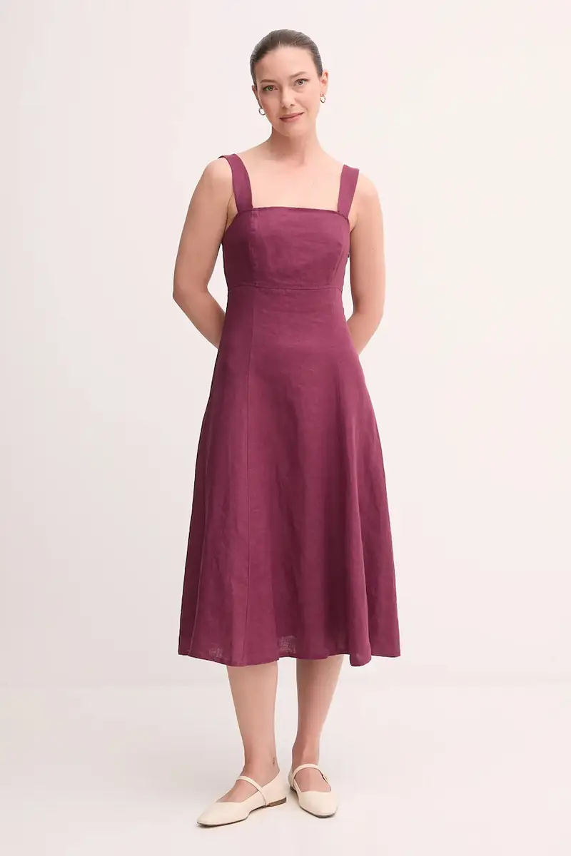 vestito di lino colore granata 4AGHDV0AG