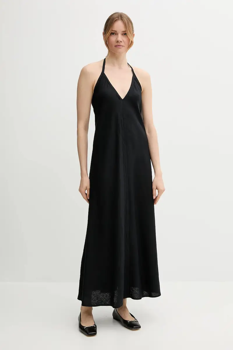 vestito di lino colore nero 4AGHDV0BF miniatura 2