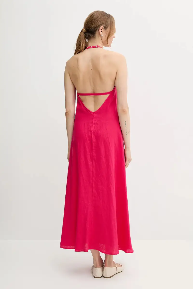 vestito di lino colore rosa 4AGHDV0BF miniatura 3