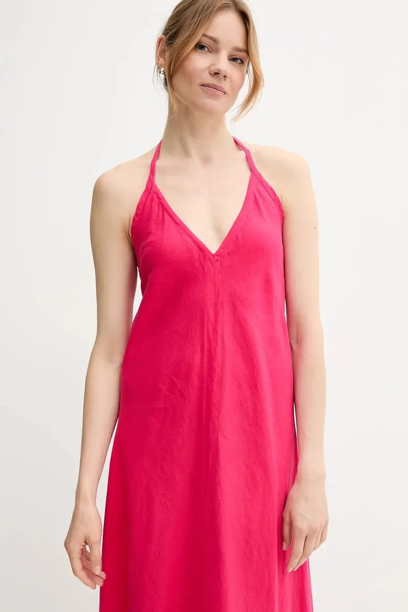 vestito di lino colore rosa 4AGHDV0BF miniatura 4