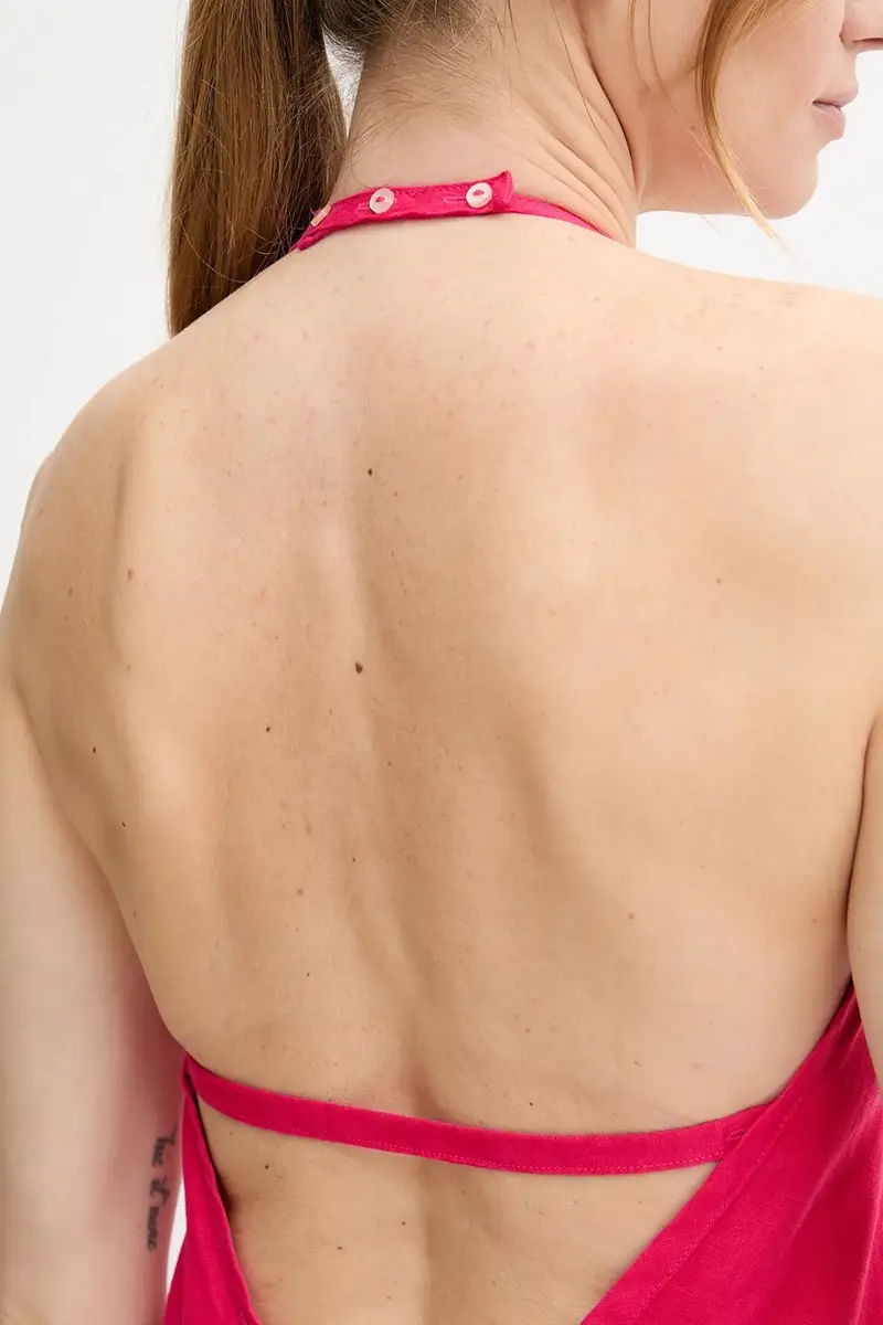 vestito di lino colore rosa 4AGHDV0BF miniatura 5