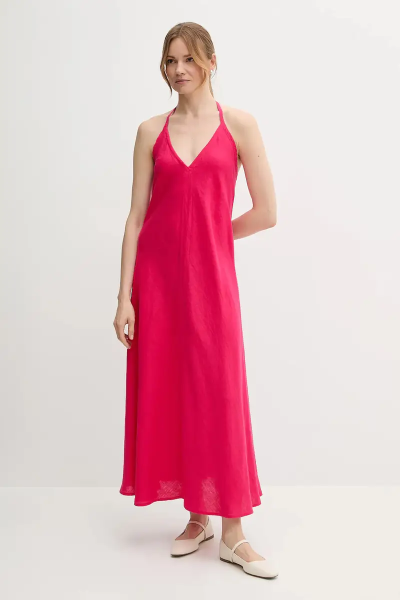 vestito di lino colore rosa 4AGHDV0BF