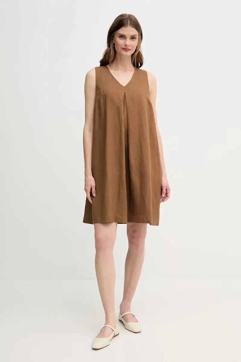 vestito di lino colore rosa Marrone miniatura 2