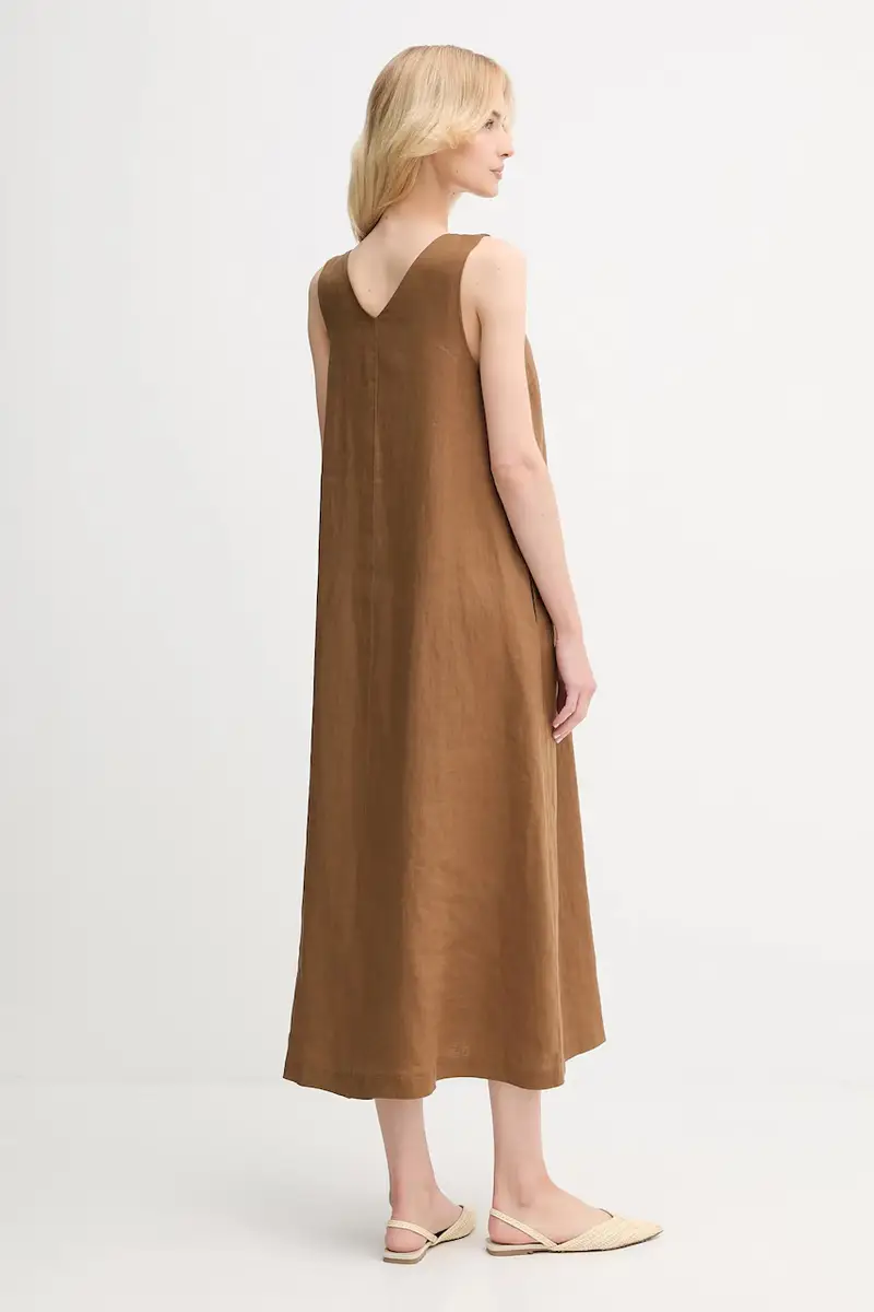 vestito di lino colore rosa Marrone miniatura 3