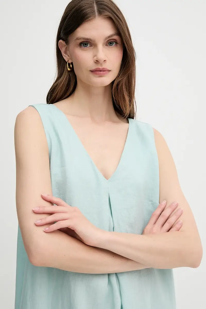 vestito di lino colore rosa Turchese miniatura 4