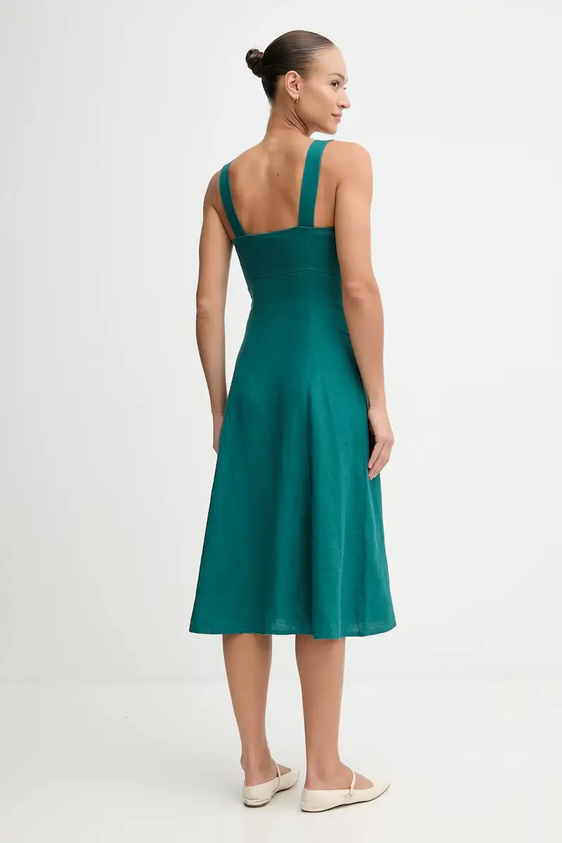 vestito di lino colore verde 4AGHDV0AG Turchese miniatura 2