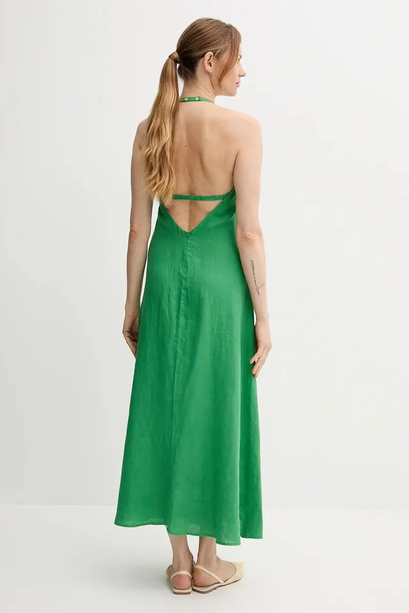 vestito di lino colore verde 4AGHDV0BF miniatura 2