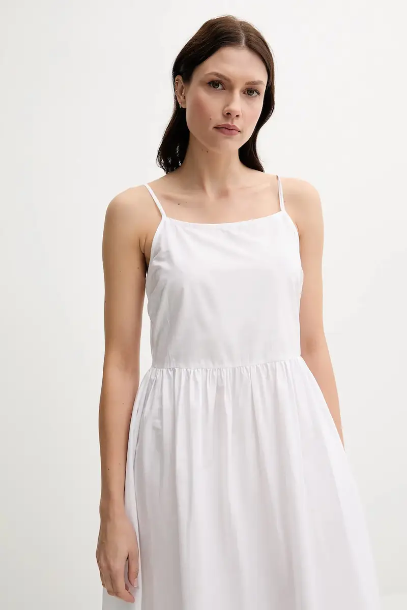 vestito in cotone colore bianco 4KUSDV0B7 miniatura 3