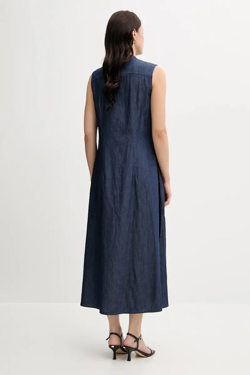 vestito in cotone colore blu navy 44KCDV0BH miniatura 2