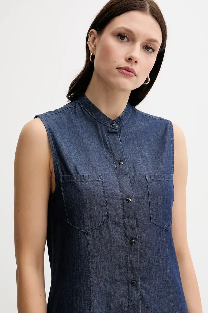 vestito in cotone colore blu navy 44KCDV0BH miniatura 4