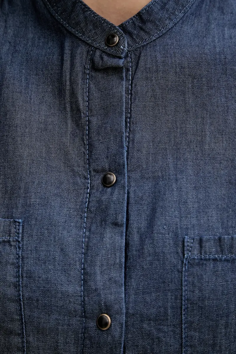 vestito in cotone colore blu navy 44KCDV0BH miniatura 5