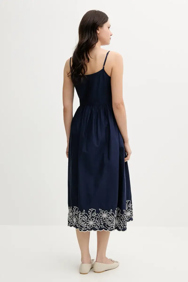 vestito in cotone colore blu navy 4KUSDV0B7 miniatura 3