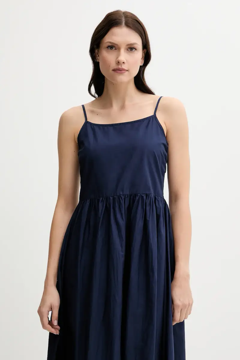 vestito in cotone colore blu navy 4KUSDV0B7 miniatura 4