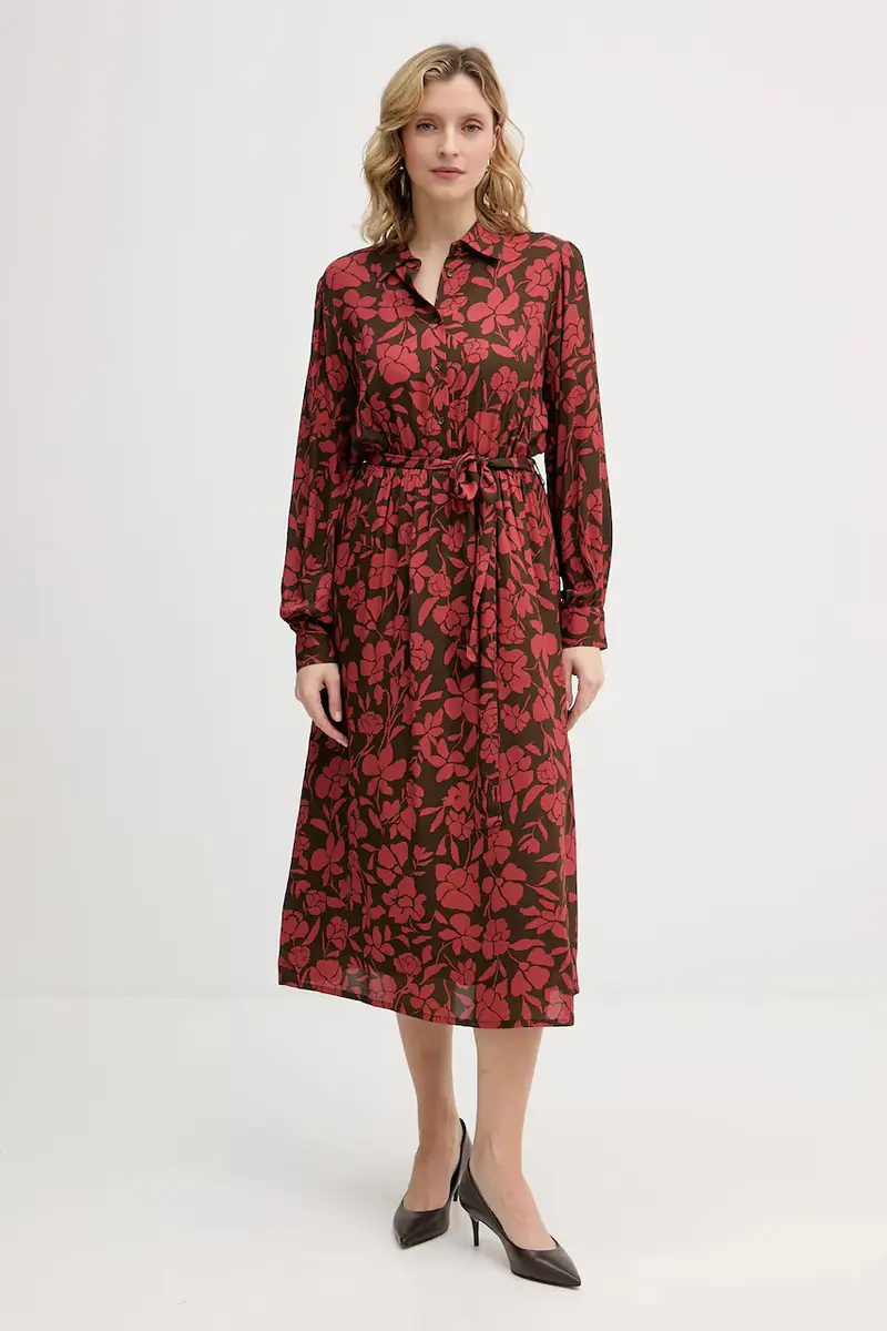 United Colors Of Benetton Maglia rossa a campana con fiori