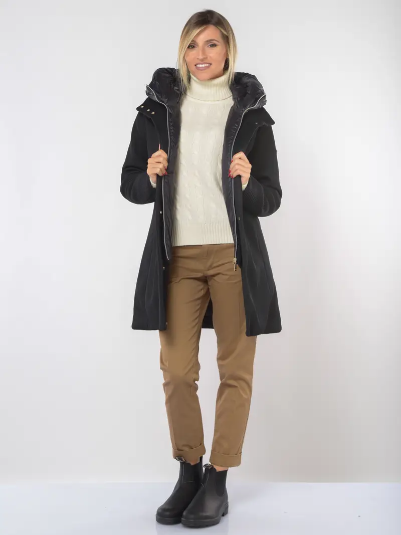 giaccone da donna Unity Lover Lungo con pettorina NERO miniatura 2