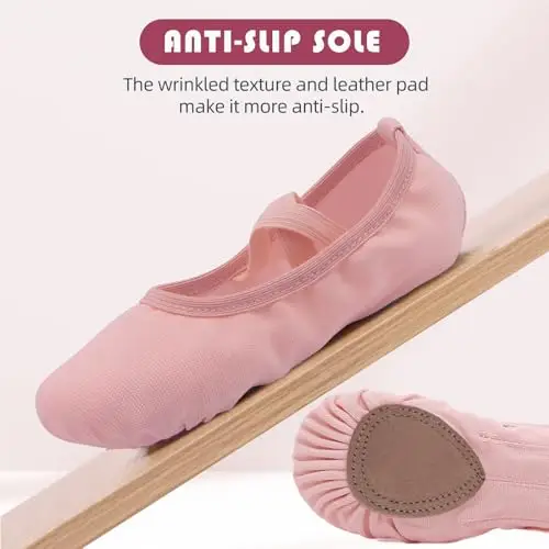 Uniuni Scarpette Danza Classica Bambina Tela Scarpe da Balletto Donna Mezza Punta Ginnastica Scarpe Ragazze Suola in miniatura 3