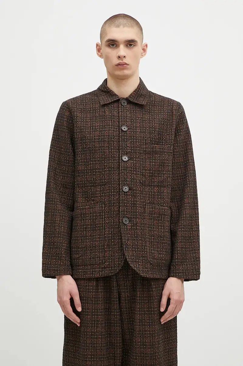 camicia in lana Marrone miniatura 2