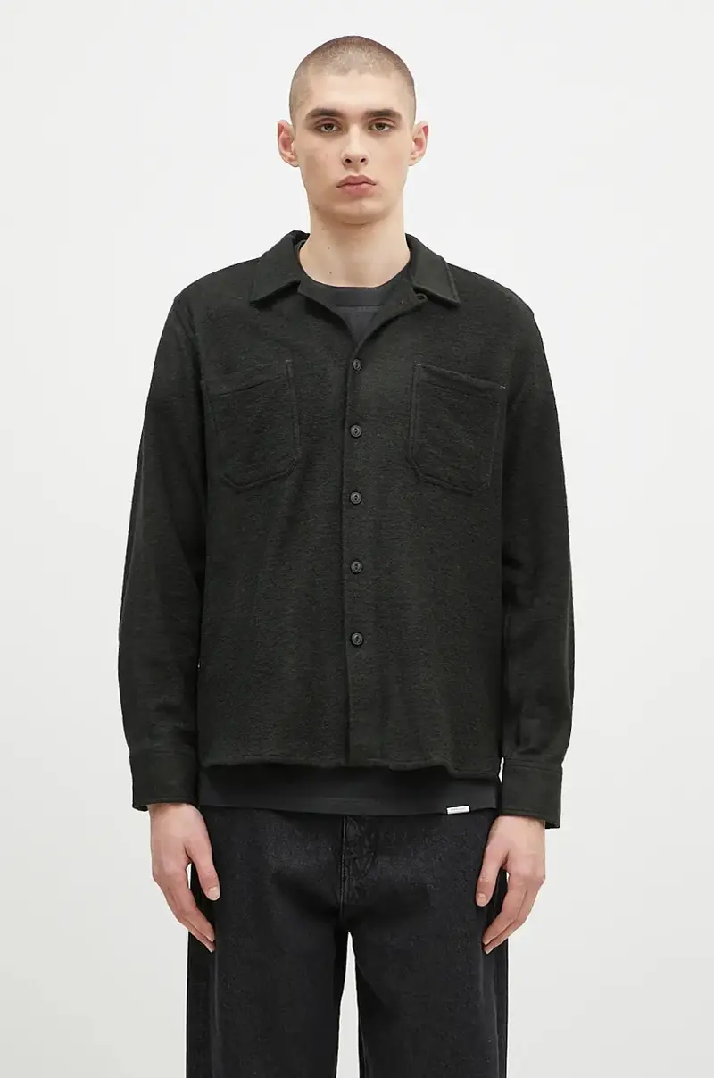 camicia in misto lana colore verde 31566