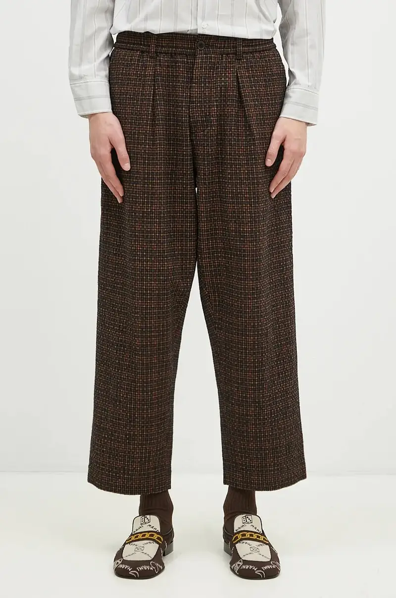 pantaloni in misto lana colore verde 31156