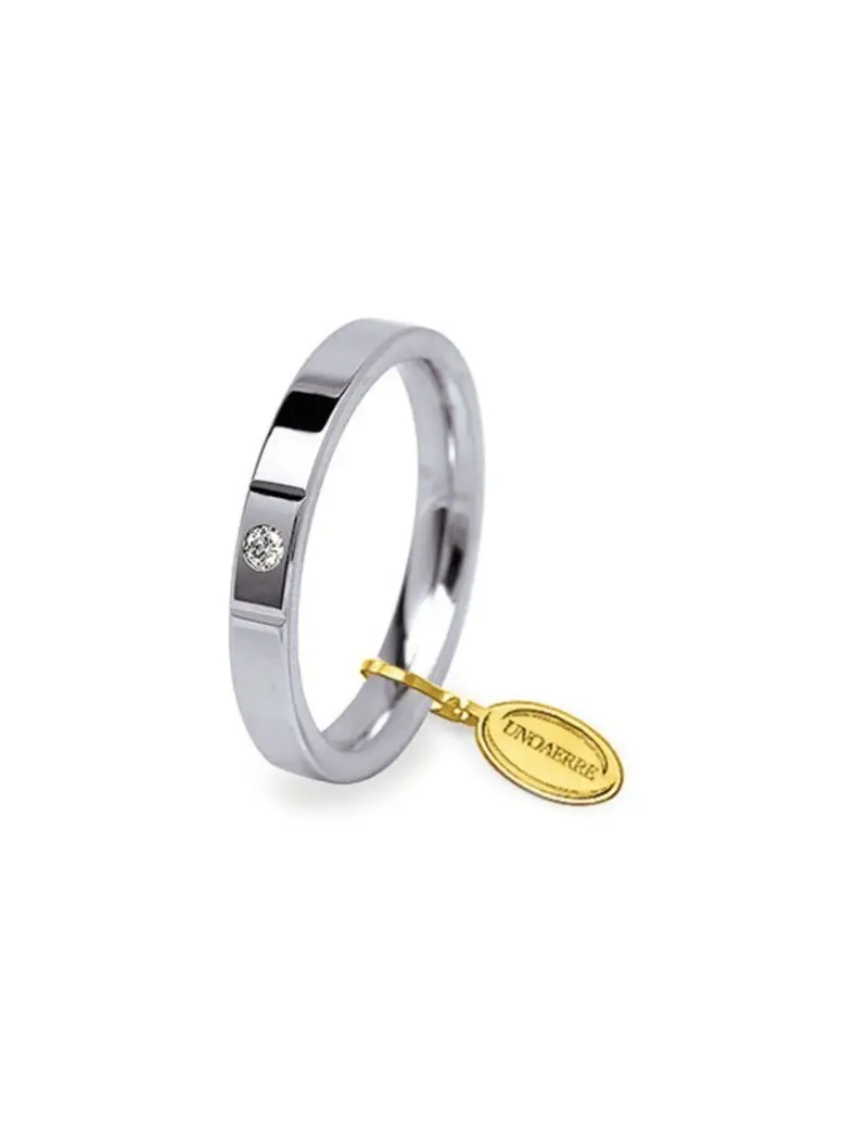 Fede UNOAERRE Fedi Cerchi di Luce 3,5 mm in oro bianco con diamante 35AFC2/001C04